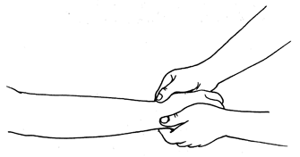 วิธีการนวดแผนโบราณขั้นพื้นฐาน "นวดแขนและมือ" ท่าที่ 12 "คลึงข้อมือ" 
