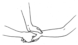 วิธีการนวดแผนโบราณขั้นพื้นฐาน "นวดแขนและมือ" ท่าที่ 15 "กดมือ"