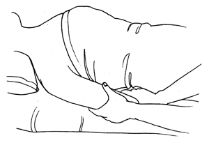 วิธีการนวดแผนโบราณขั้นพื้นฐาน "นวดแขนและมือ" ท่าที่ 9 "ลูบแขน" 
